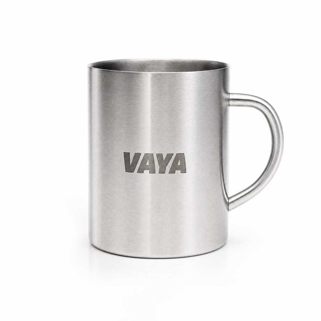 Vaya Edelstahl-Tasse mit Lasergravur, Frontansicht