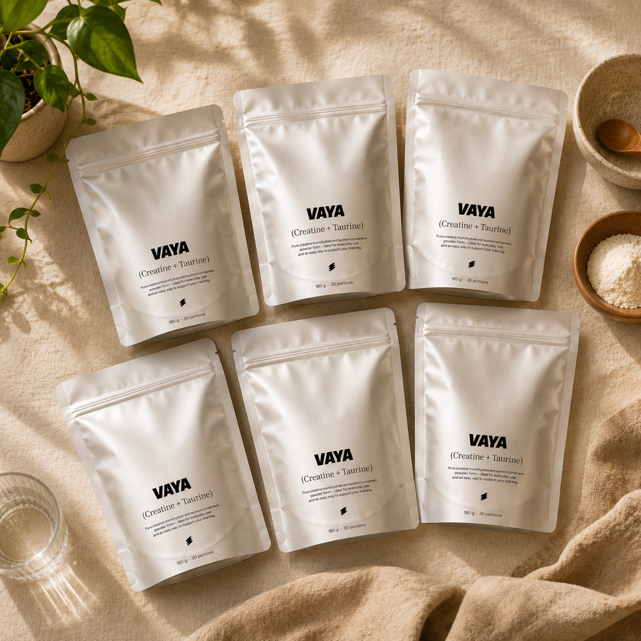 Vaya Creatine+Taurine 6x - flat lay supply